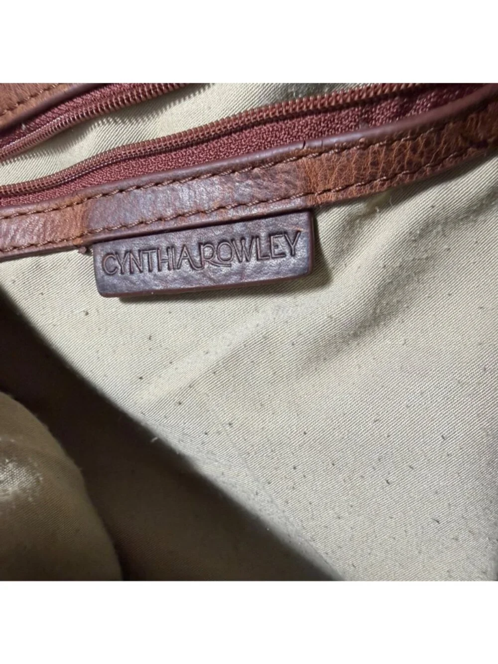 Cynthia Rowley Tan Leather Shoulder Bag + Adjust Strap Zipper Pockets + Tassel